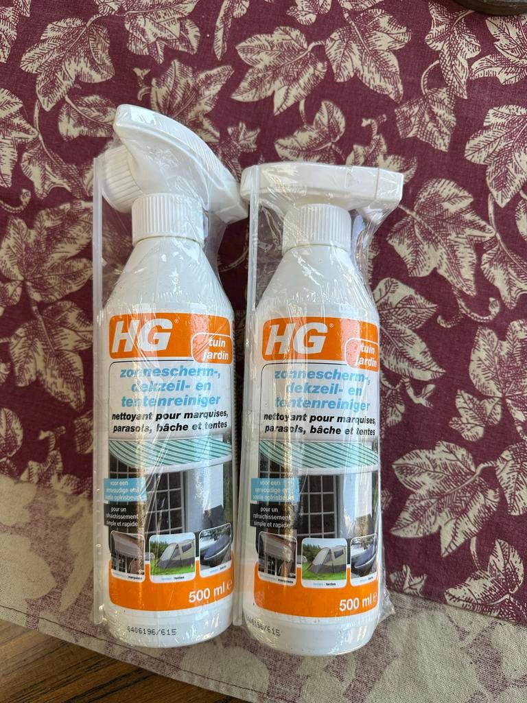 HG Zonnescherm, Dekzeil & Tentenreiniger - Nieuw (2x 500ml), Tuin en Terras, Ophalen of Verzenden, Nieuw