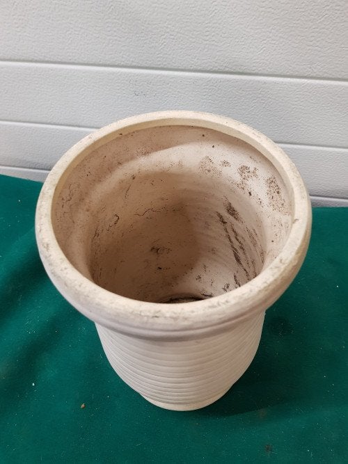 Vaas creme met lijnen, Ophalen of Verzenden