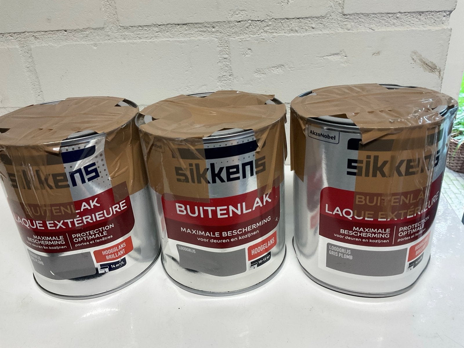 3x Sikkens Buitenlak Hoogglans Loodgrijs (750 ml), Doe-het-zelf en Verbouw, Schildersmaterialen, Ophalen of Verzenden, Nieuw, Overige typen