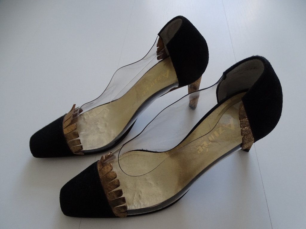 Azuree Cannes design pumps hakken zwart goud leer 35,5 35 36, Pumps, Zwart, Ophalen of Verzenden, Zo goed als nieuw