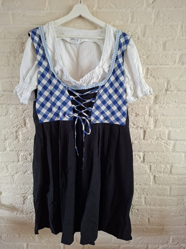 Dirndl Tirolerjurkje Ruit Blauw, Maat 46/48 (XL) of groter, Ophalen of Verzenden, Overige thema's, Kleding