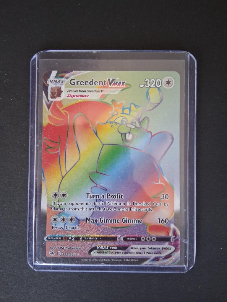 (Rainbow) Greedent VMAX 272/264 (Fusion Strike) NM, Ophalen of Verzenden, Nieuw, Losse kaart, Foil