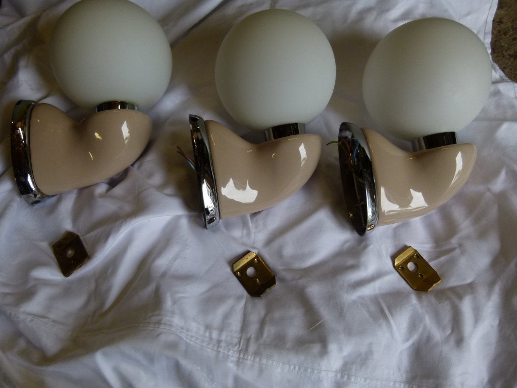 vintage set wandlampen Luigi Colani space age, Ophalen, Zo goed als nieuw, Glas, Space age