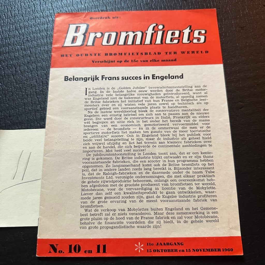 #11) KAPTEIN-MOBYLETTE - 1960 - Overdruk uit 'Bromfiets', Verzenden, Gelezen, Folder