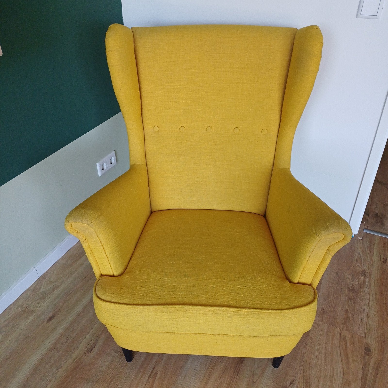 Ikea Strandmon fauteuil - Geel, Huis en Inrichting, Fauteuils, Ophalen, Gebruikt, 75 tot 100 cm, 75 tot 100 cm