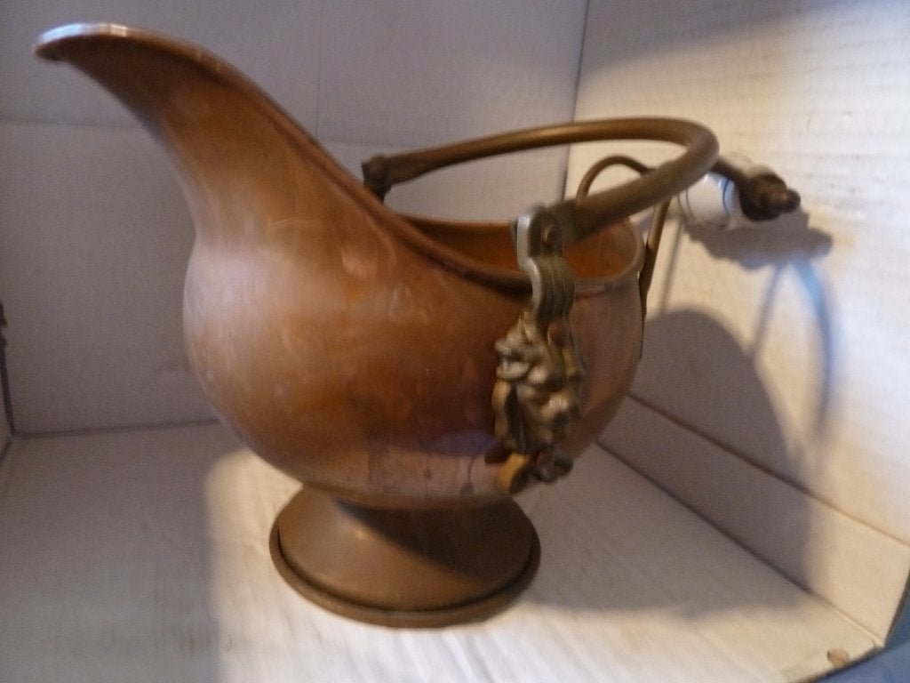 Koperen helm pot met hengsel, Ophalen of Verzenden, Koper