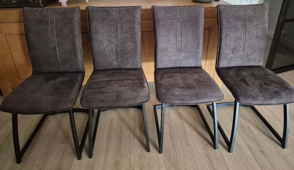 6 eetkamerstoelen, Huis en Inrichting, Stoelen, Ophalen, Overige materialen, Zo goed als nieuw, Grijs