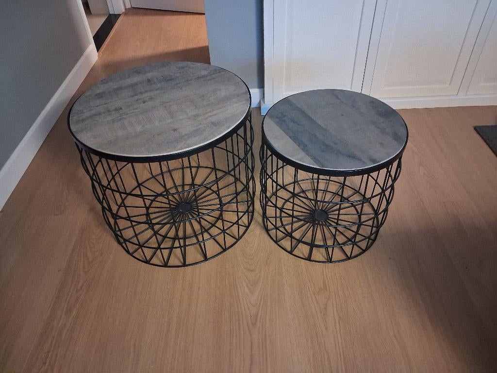 2 salontafels / draadmanden, Ophalen, 50 tot 100 cm, Rond, Nieuw
