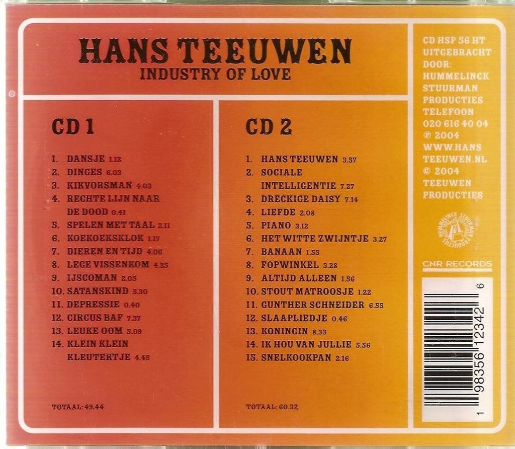 CD van Hans Teeuwen ‎– Industry Of Love [2cd], Verzenden, Zo goed als nieuw