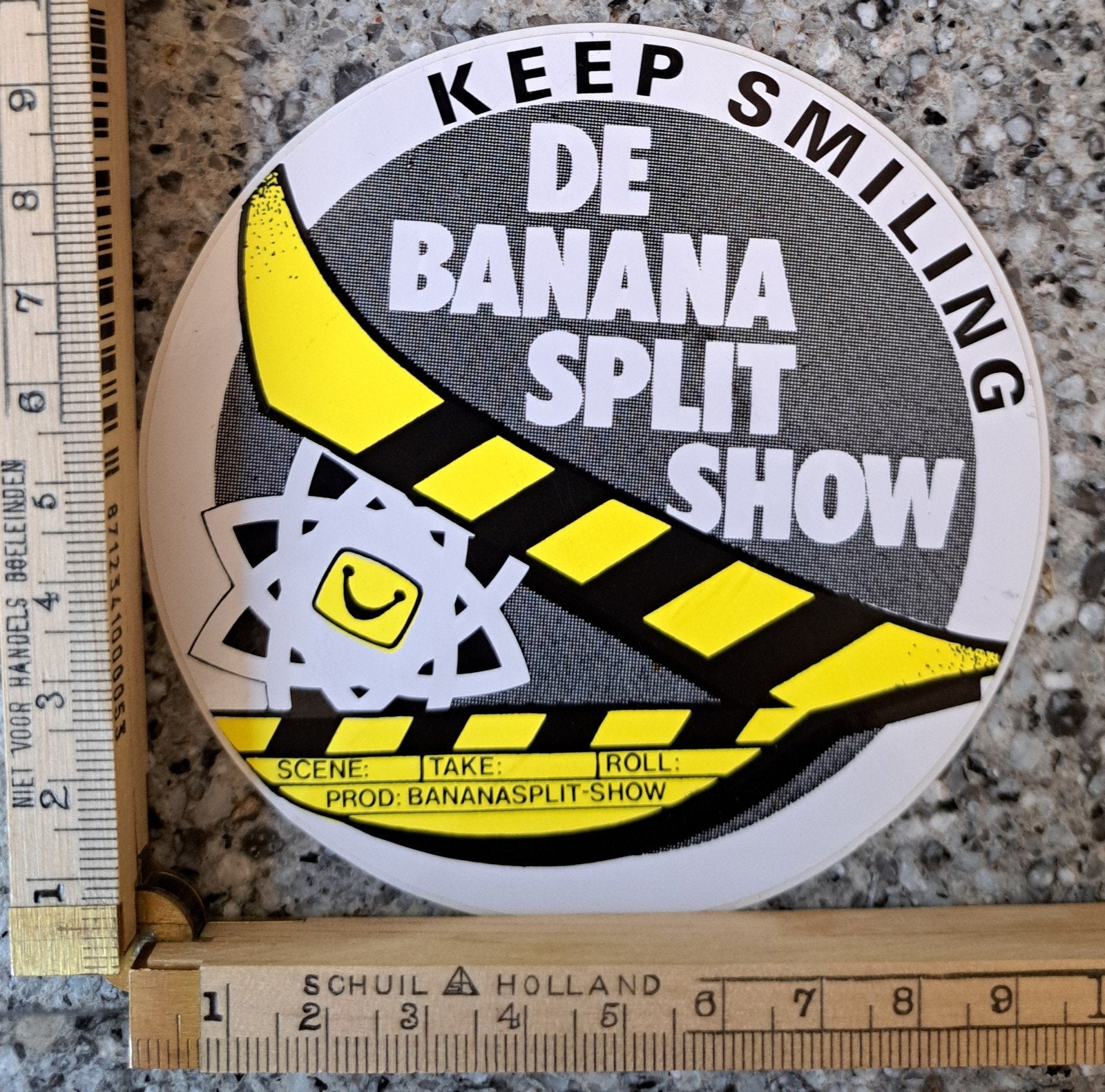 Vintage sticker De bananasplit show Ralf Inbar TROS omroep, Ophalen of Verzenden, Zo goed als nieuw, Overige typen