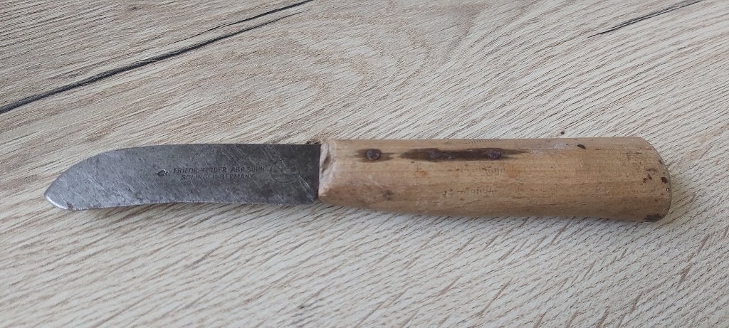 Antiek Friedrisch Herder Solingen Werkmes/Loodmes (Pik As)., Ophalen of Verzenden, Gebruikt