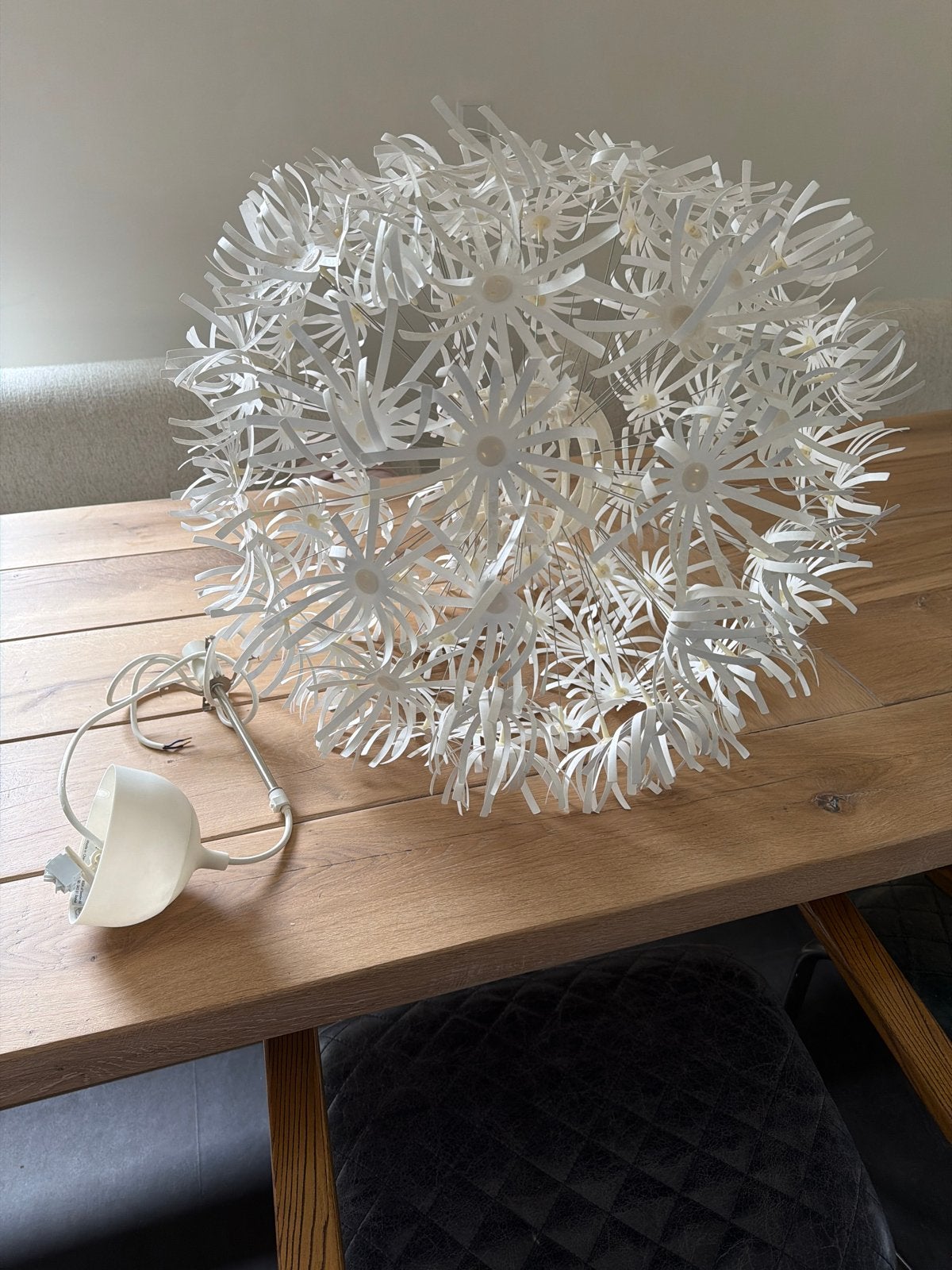 IKEA Maskros hanglamp - Witte papieren bloemen, Ophalen, Zo goed als nieuw, Kunststof, 50 tot 75 cm