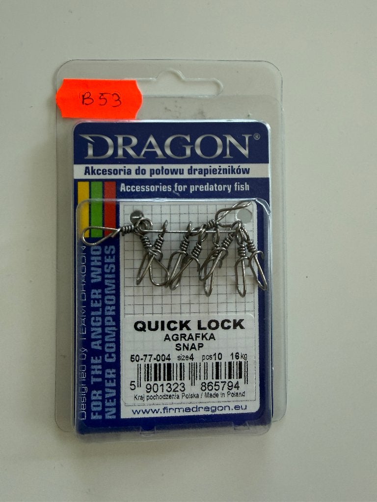 Dragon Quick Lock Snap Size 4 – 16kg | Nieuw  (B53), Watersport en Boten, Hengelsport | Roofvissen, Nieuw, Overige typen, Ophalen of Verzenden