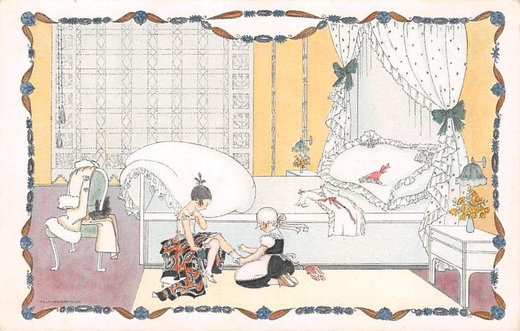 Fantasie Dienstbode kleedt meisje Illustrator Mela Koehler, Ophalen of Verzenden, Voor 1920, Ongelopen, Kinderen