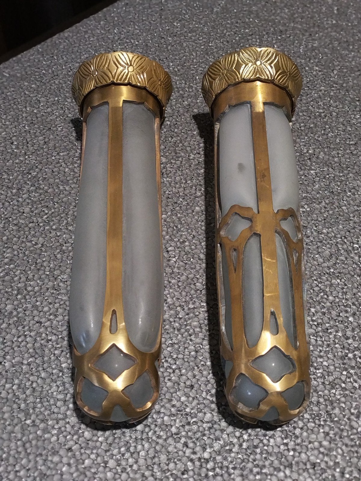 bronzen hanglamp art deco Jugendstil meerdere aanwezig, Ophalen of Verzenden, Glas