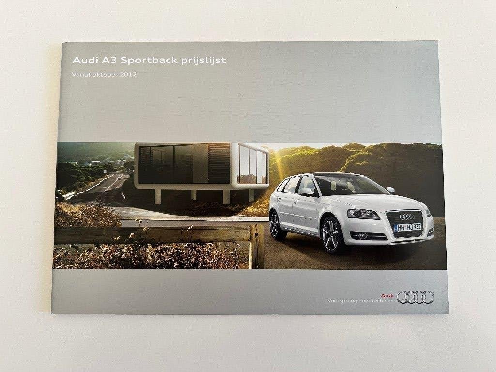 folder Audi A3 Sportback prijslijst 2012 Audi RS3 S3, Boeken, Ophalen of Verzenden, Zo goed als nieuw, Audi