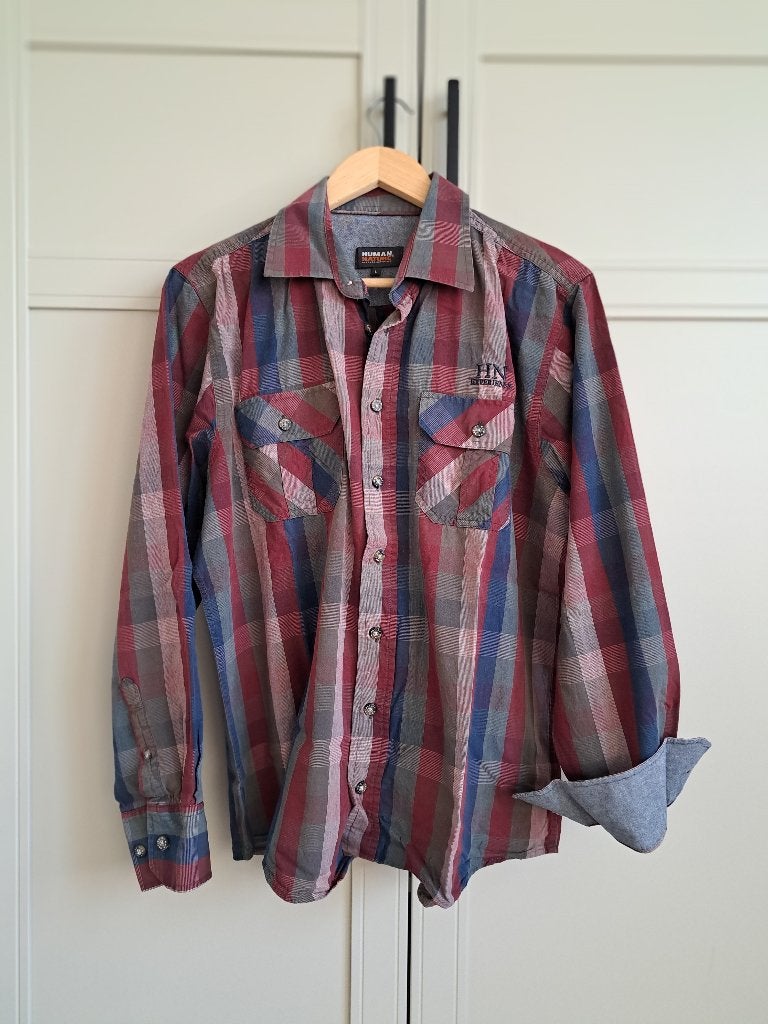 Prachtig bordeauxrood geruit blouse, Human Nature, maat L., Kleding | Heren, Meerkleurig, Ophalen of Verzenden, Zo goed als nieuw