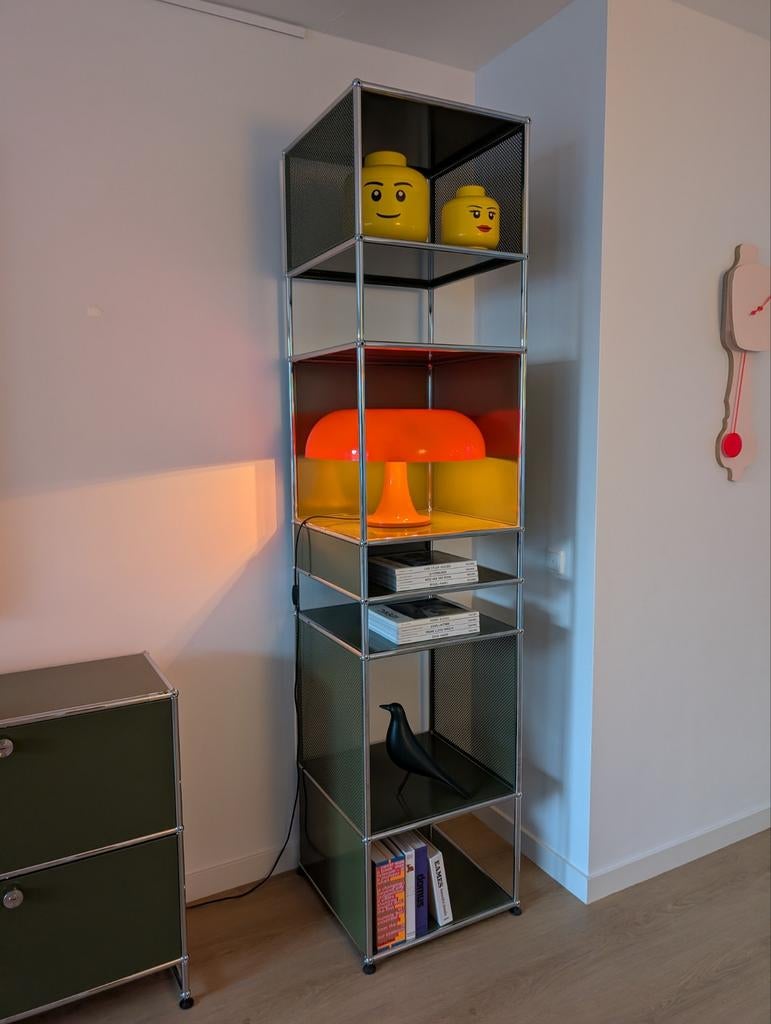 USM Haller Kast Olive Green - Stijlvol en Modulair, Met deur(en), 200 cm of meer, Ophalen of Verzenden, Zo goed als nieuw