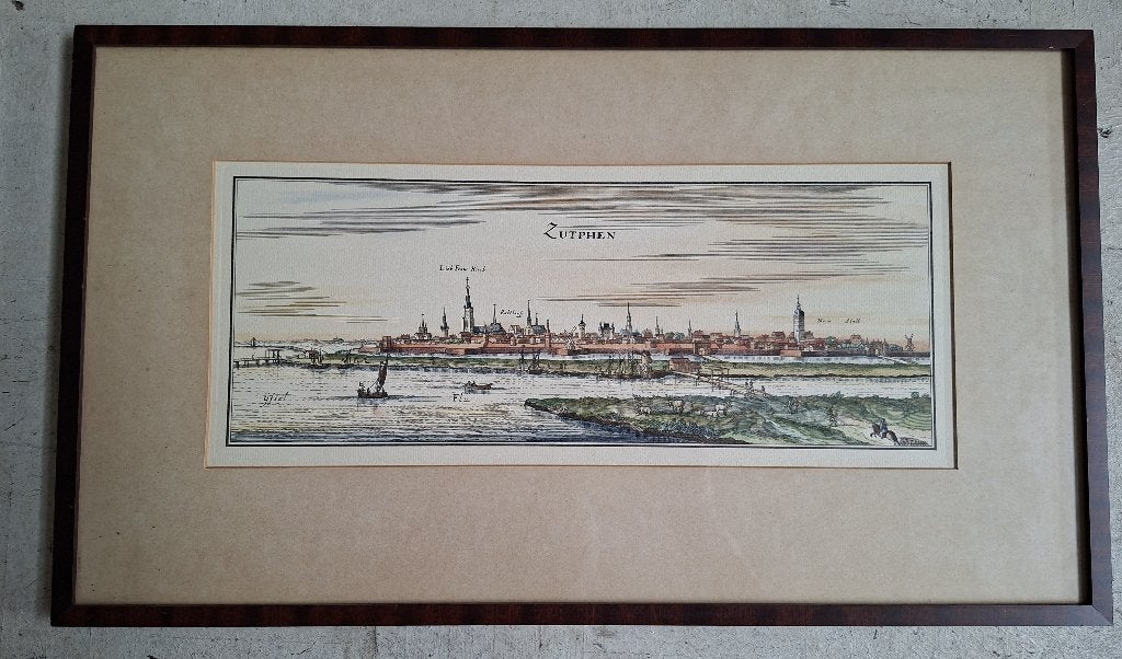 antieke prent stadsgezicht van Zutphen, Overige typen, Ophalen of Verzenden, Zo goed als nieuw, 5 – 50