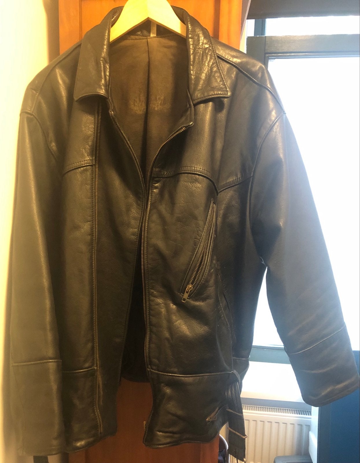 Zwaar Leren Jack, eind jaren 80., Bruin, Maat 56/58 (XL), Zo goed als nieuw, Geen merk zichtbaar
