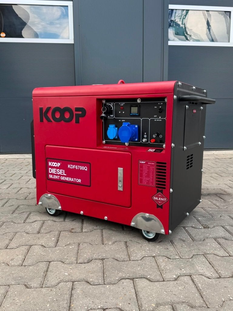 KOOP Silent Diesel aggregaat 230 volt 6.7 KW ECHT vermogen, Geluidgedempt, Nieuw, 5 tot 10 kVA, Dieselolie