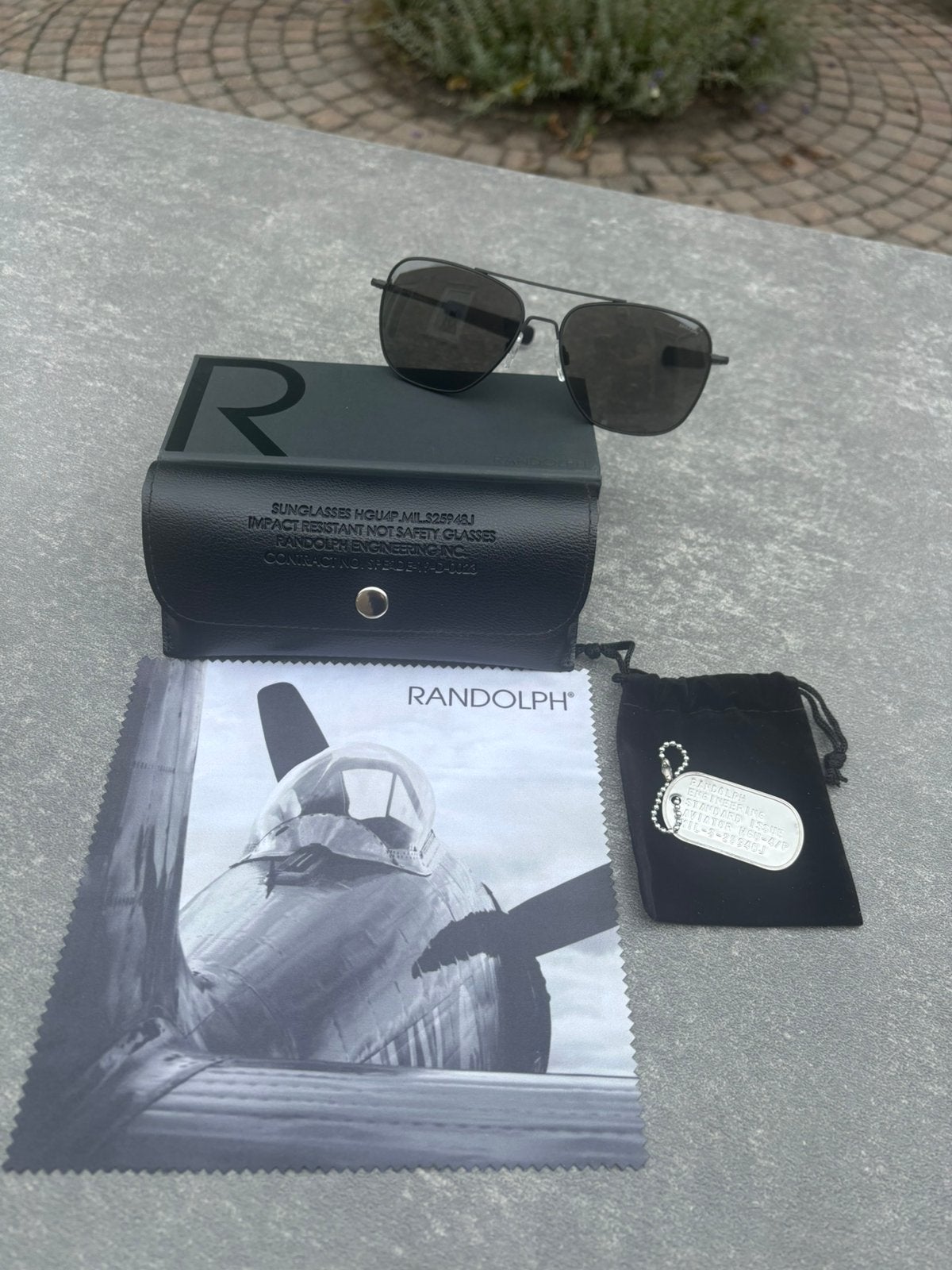 Randolph Aviator AF375 Military  Edition Black / Grey 61 mm, Sieraden, Tassen en Uiterlijk, Zonnebrillen en Brillen | Heren, Ophalen of Verzenden