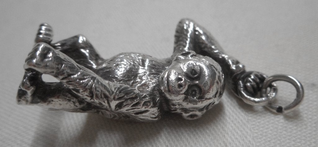 Prachtige zilveren massieve Chimpansee hanger nr.891, Sieraden, Tassen en Uiterlijk, Kettinghangers, Verzenden, Zo goed als nieuw