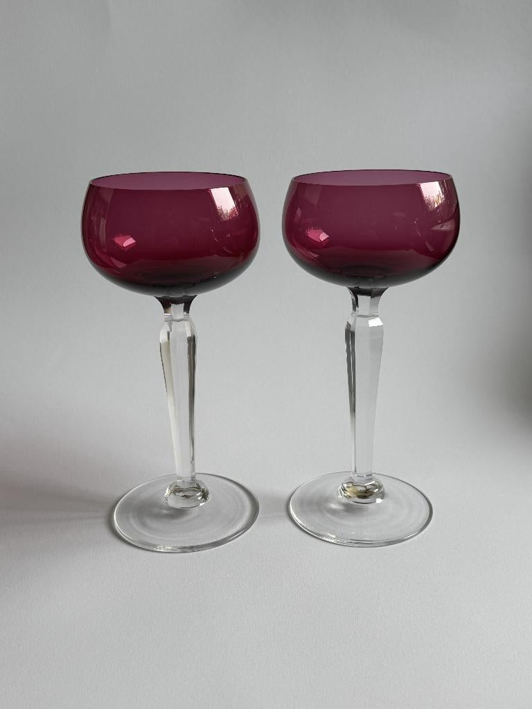2 wijnglazen Saumur, Val St. Lambert, Antiek en Kunst, Antiek | Glas en Kristal, Ophalen of Verzenden