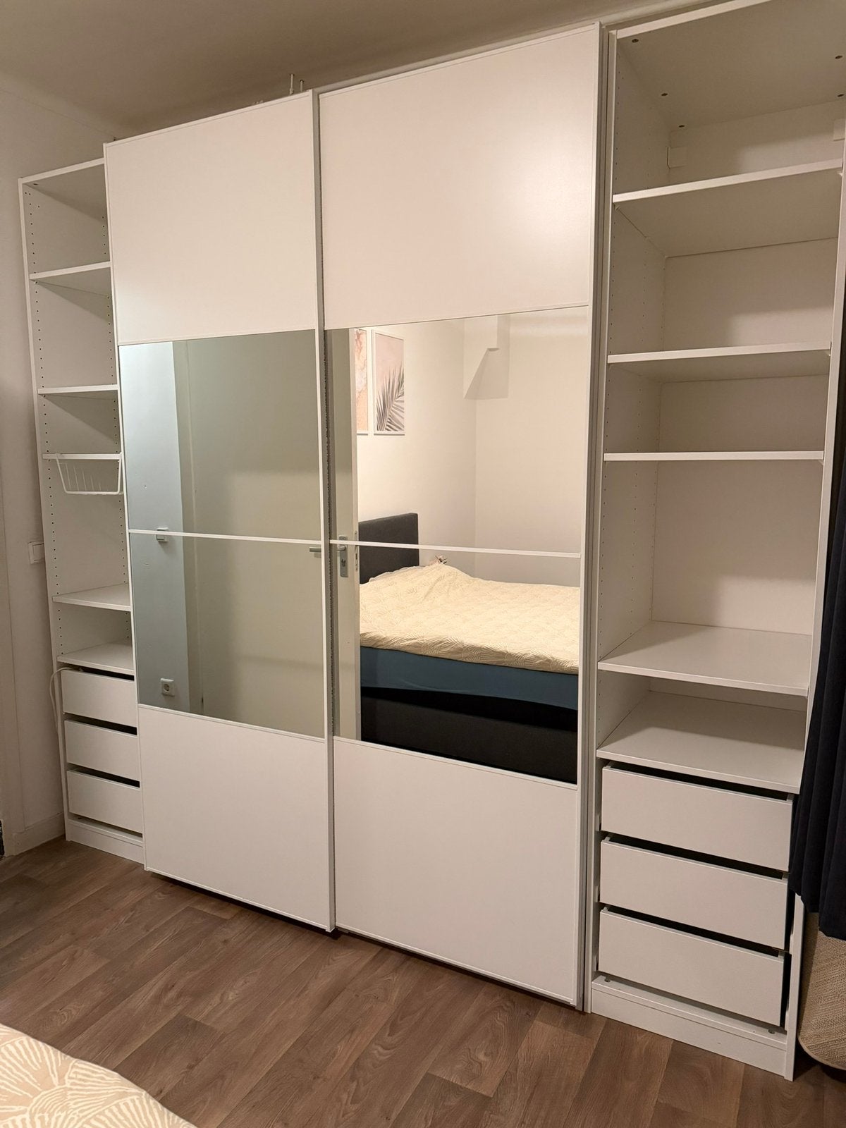 Ikea pax kast AULI/MEHAMN spiegel schuifdeuren 250 cm breed, Gebruikt, 200 cm of meer, 200 cm of meer, 50 tot 75 cm