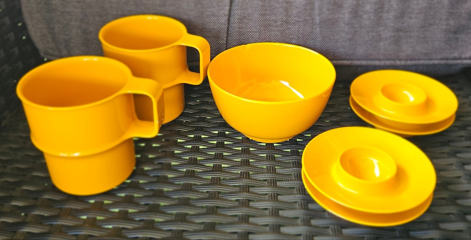Mepal okergeel vintage servies delen, Ophalen of Verzenden, Zo goed als nieuw