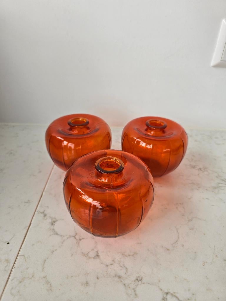 Oranje vaasjes Leerdam (oranje appeltje), Antiek en Kunst, Ophalen of Verzenden