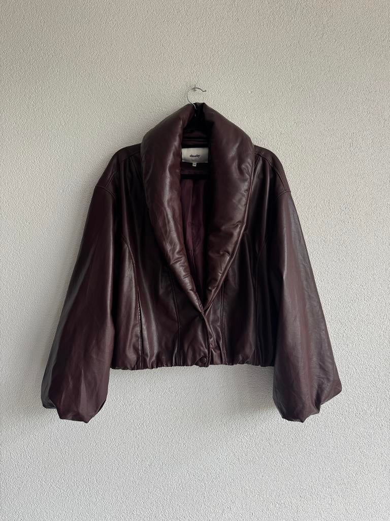 Shoeby donker rode nep leren bomber jack, Maat 38/40 (M), Shoeby, Ophalen of Verzenden, Zo goed als nieuw