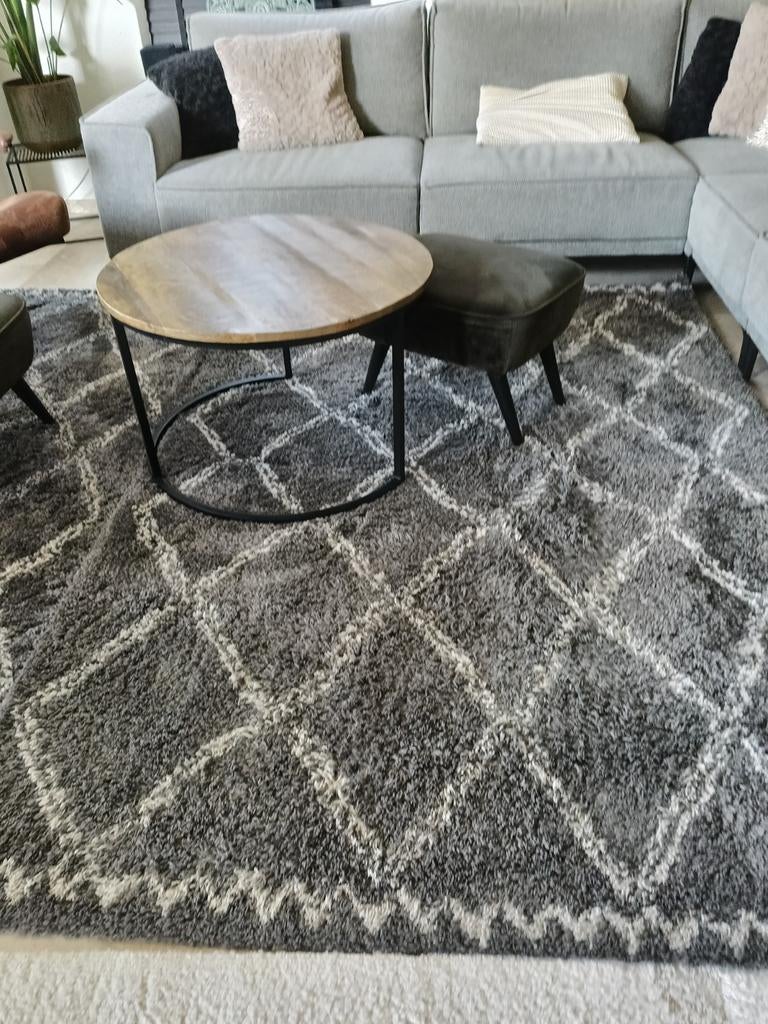 Te koop 2 grijze vloerkleden, Gebruikt, Beige, 150 tot 200 cm, 200 cm of meer