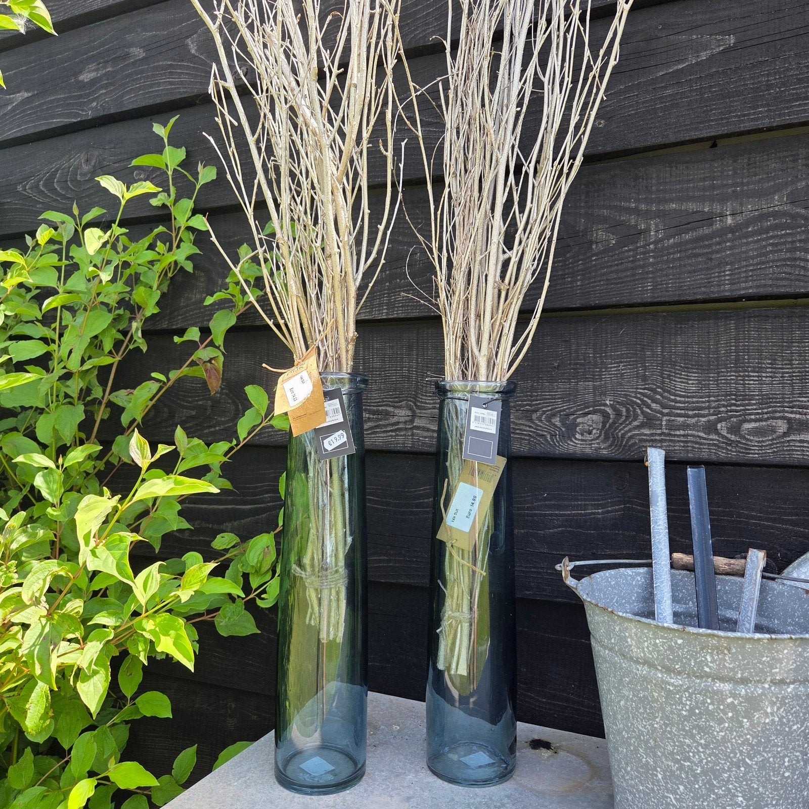 Koopje! Tuinvaas 2x vaas Countryfield incl 2x takkenbos, Ophalen of Verzenden, Nieuw