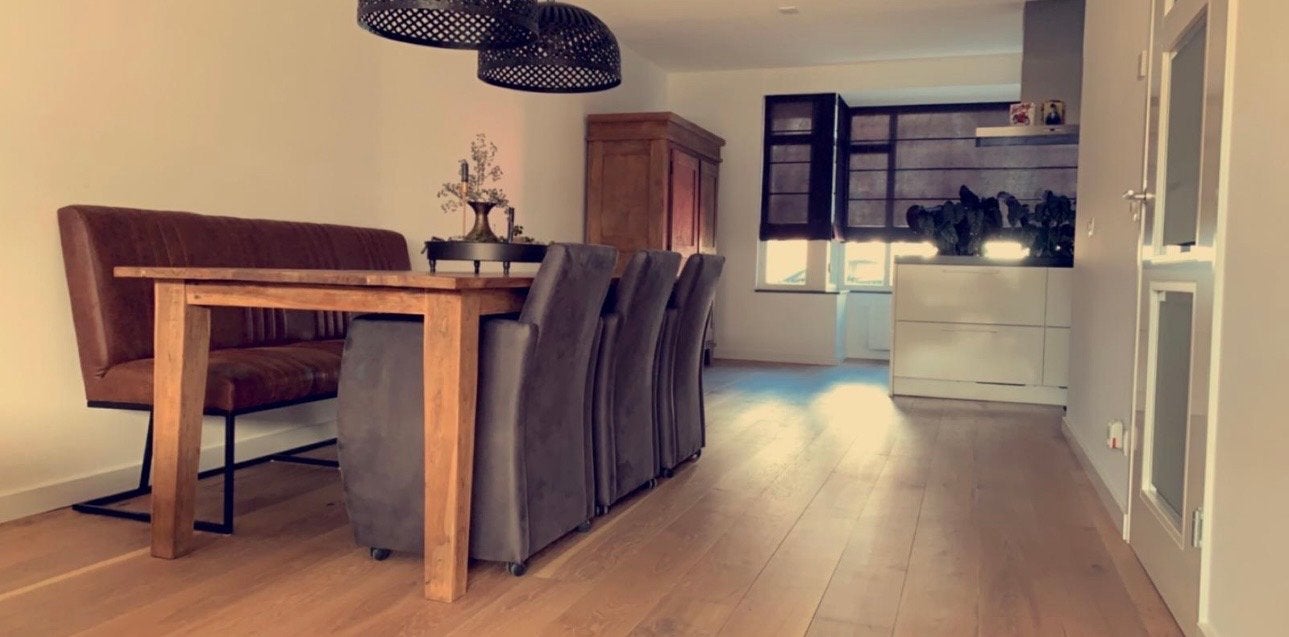 Zware kwaliteit teakhouten eettafel (Driftwood) 240x100, Ophalen, Gebruikt, Teakhout, 200 cm of meer