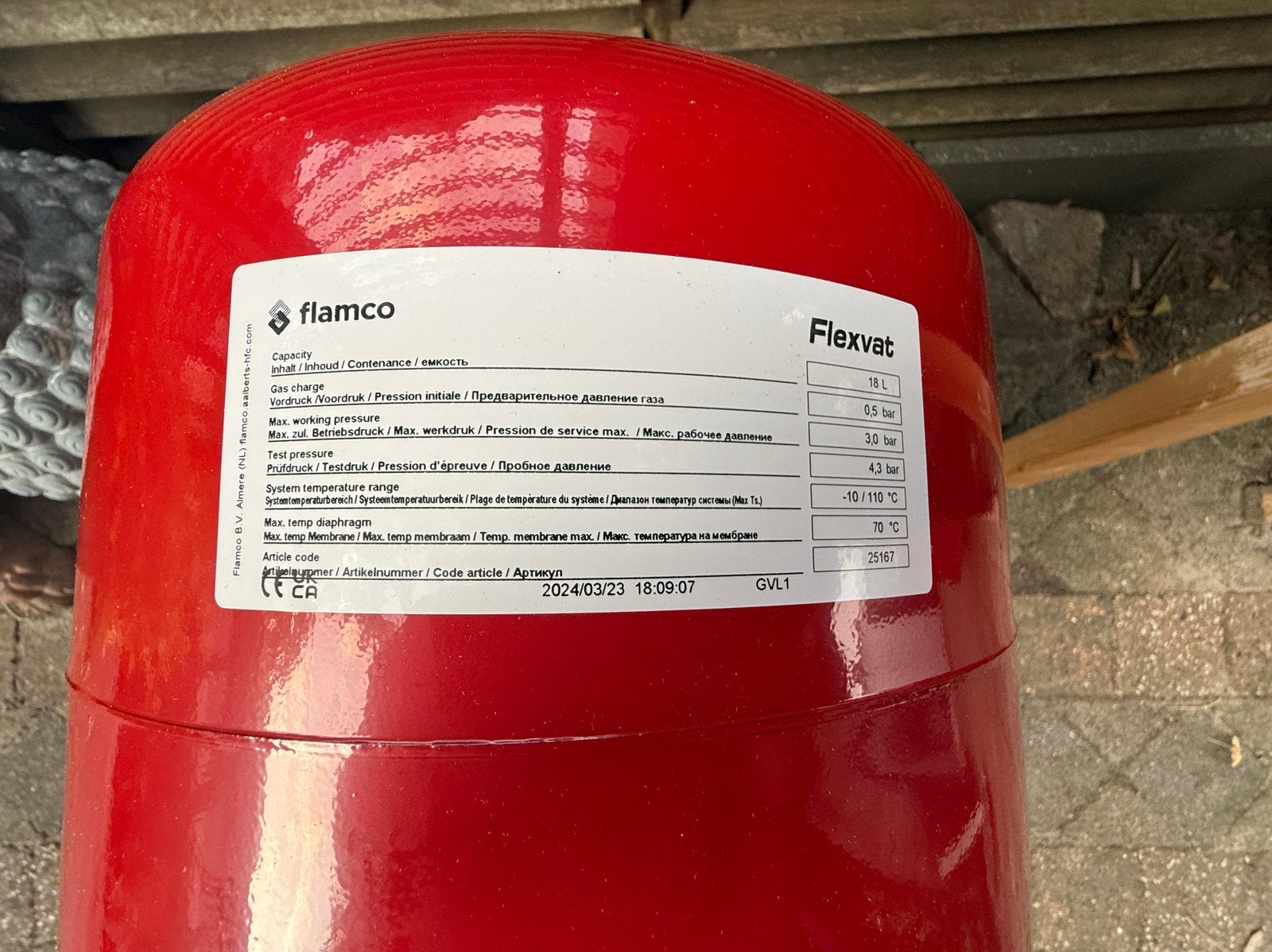 Flexvat flamco 18/0,5 voor cv, Ophalen, Minder dan 30 cm, Cv-ketel of Combi-ketel, Nieuw