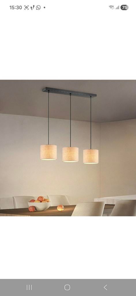 Hanglamp met 3 stoffen kappen, Huis en Inrichting, Ophalen, Zo goed als nieuw, Stof, Minder dan 50 cm