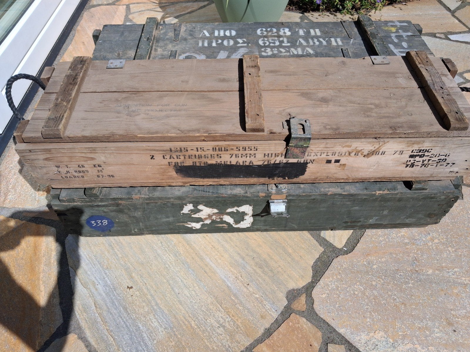 3x grote legerkist kisten munitie kist 15,- voor 3 stuks, Ophalen, Kist of Geocache, ., .
