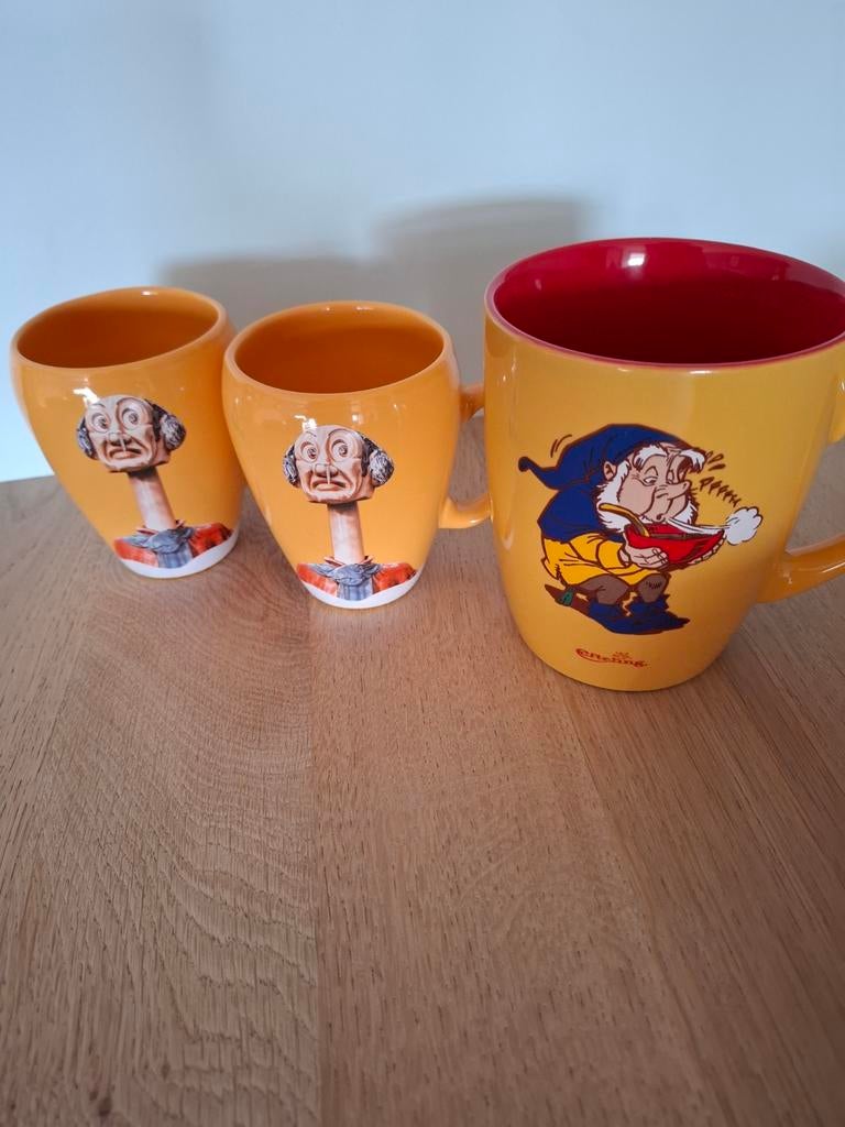 Drie Efteling mokken: twee kleine, één grote, Ophalen of Verzenden, Steen/keramiek, Meerkleurig, Overige merken