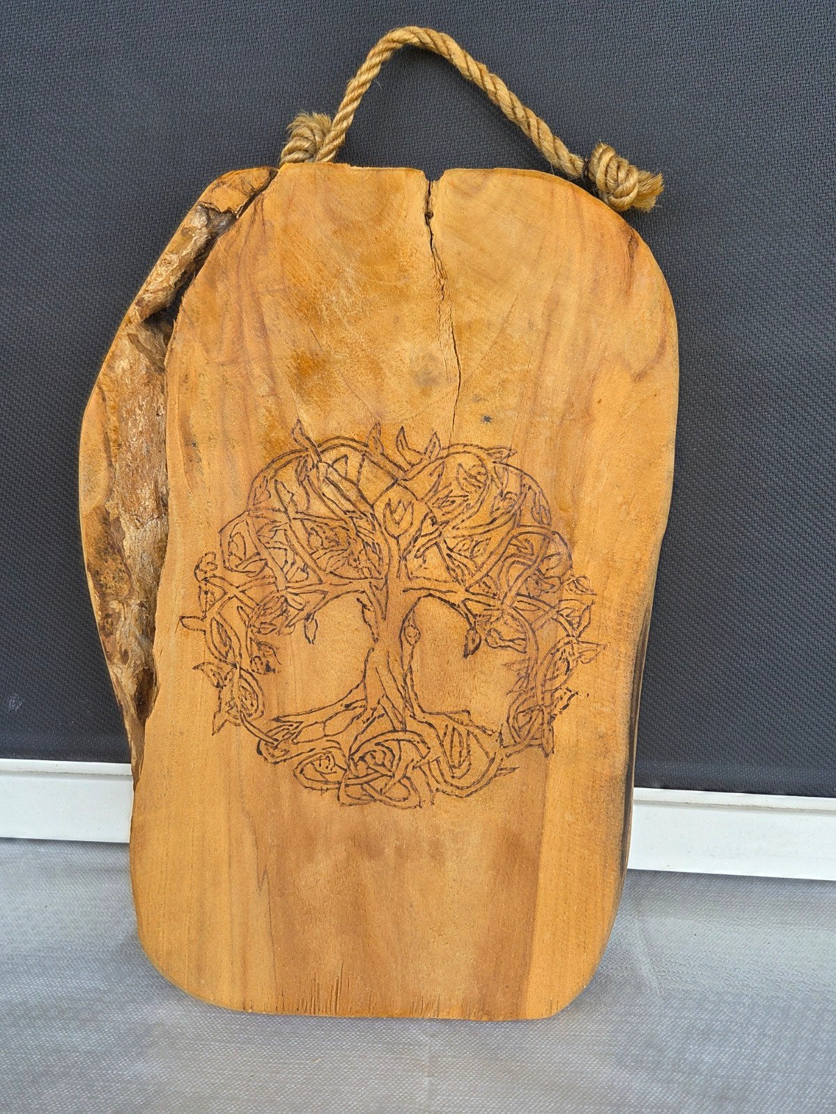 Houten wanddecoratie/ schilderij met 'Levensboom', Hout, Ophalen of Verzenden, Bruin, Landelijk