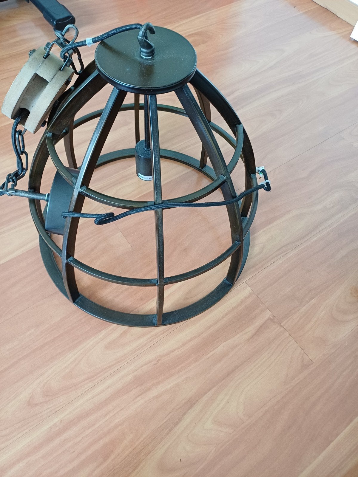 stoere industriele hanglamp, Huis en Inrichting, Lampen | Hanglampen, Ophalen, Zo goed als nieuw, Metaal, Industrieel