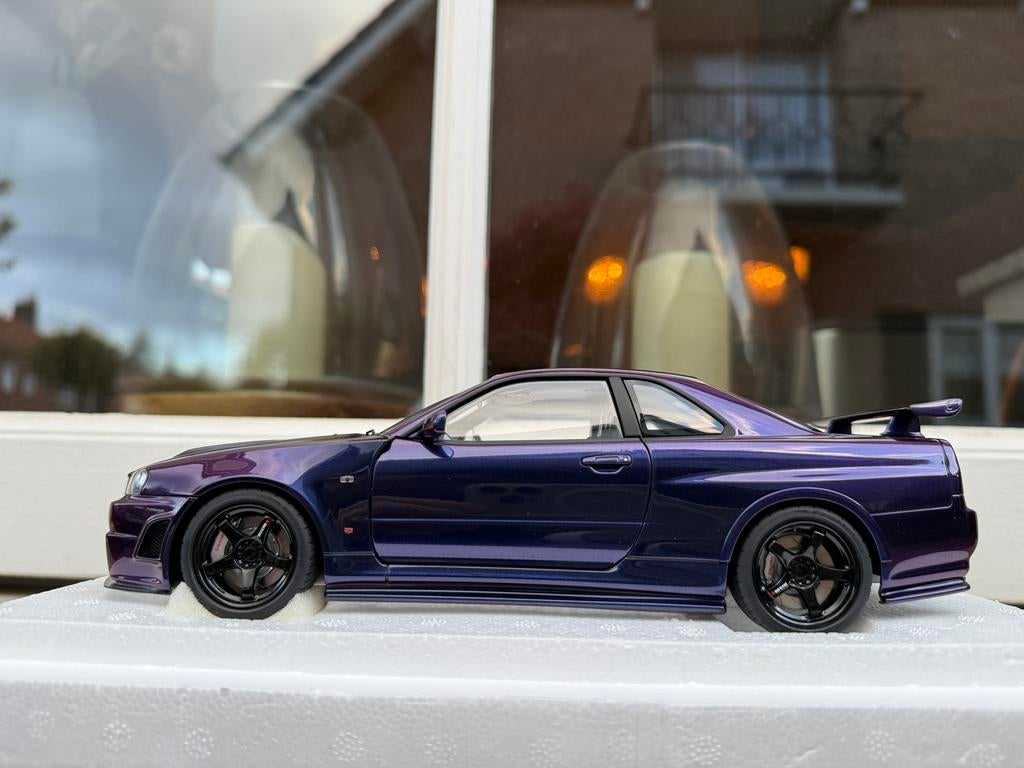 1:18 Nissan Skyline R34 GT-R Nismo Z-Tune paars Autoart, Hobby en Vrije tijd, Modelauto's | 1:18, Auto, Autoart, Nieuw, Ophalen of Verzenden