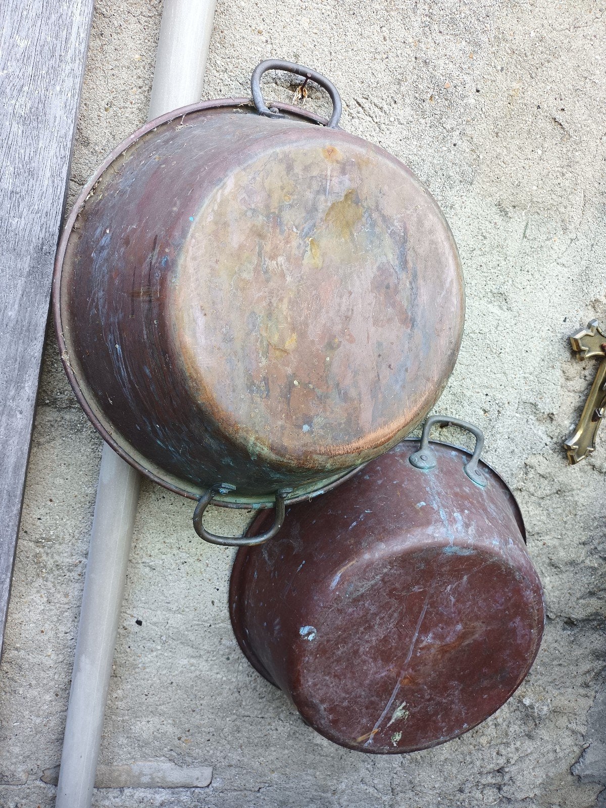 Antieke koperen kookpotten - Set van 2, Ophalen of Verzenden