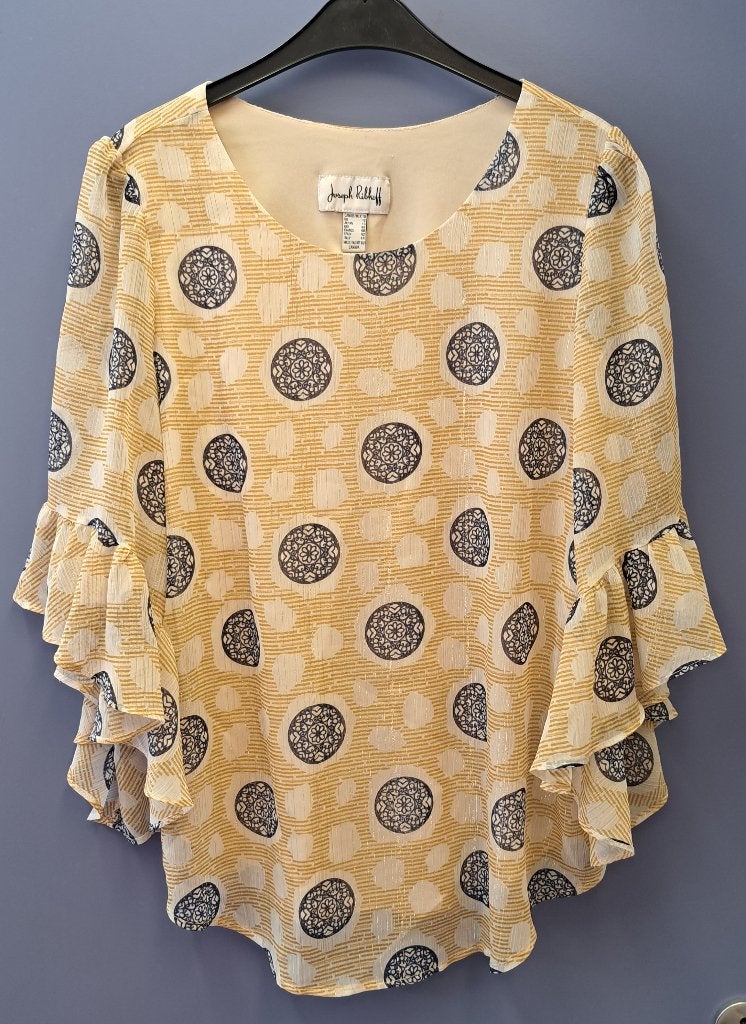 Joseph Ribkoff top met ruffle mouw creme beige mt 40 48799