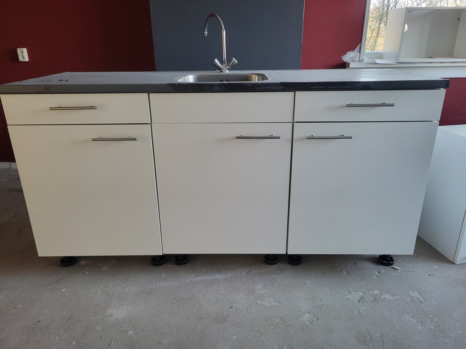 Keukenblok met bovenkasten, Ophalen of Verzenden, Zo goed als nieuw, Wit, Enkelwandige keuken