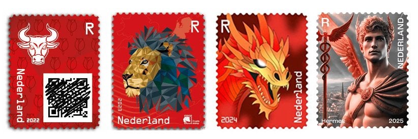 Volledige crypto stamp collectie 2022 t/m 2025 + bonus!, Ophalen of Verzenden, Na 1940, Postfris