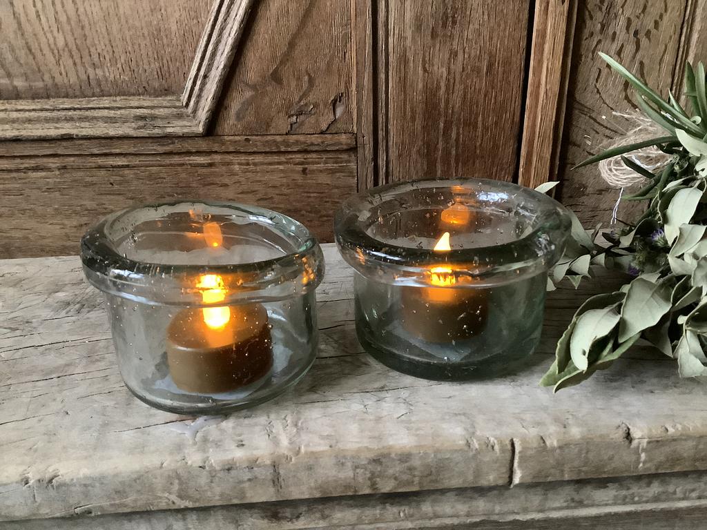 NIEUW set kleine bubbel glazen windlichtjes, Ophalen of Verzenden, Nieuw