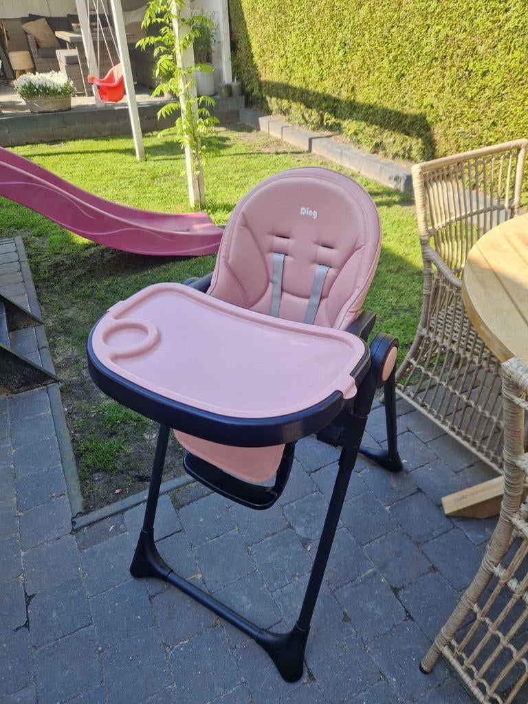 Luxe Ding kinderstoel compleet - roze kunstleder, Ophalen, Zo goed als nieuw, Meegroeistoel