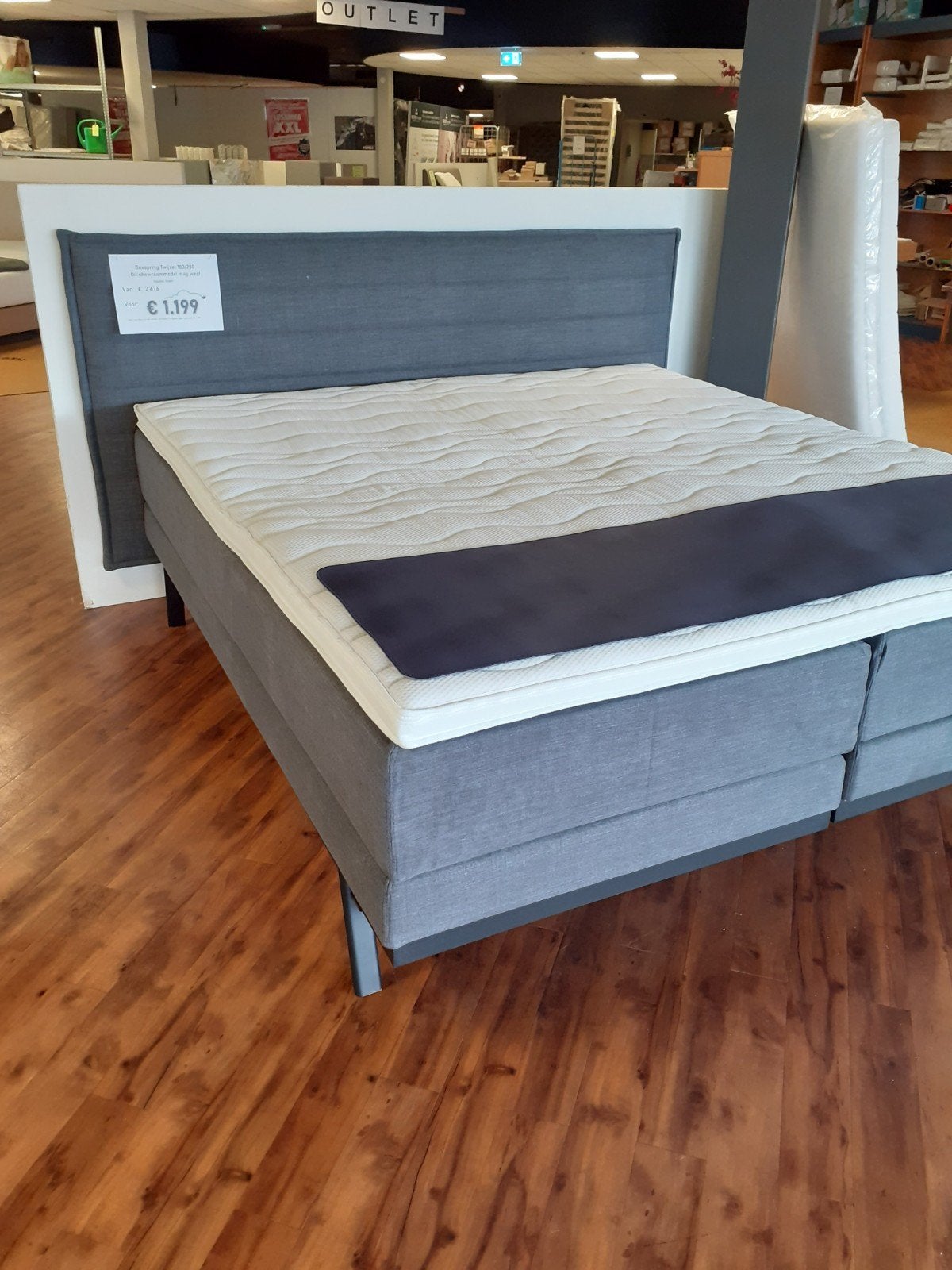 Design boxspring 180x200 donkergrijs - Winkelopheffin, 180 cm, 200 cm, Grijs, Nieuw