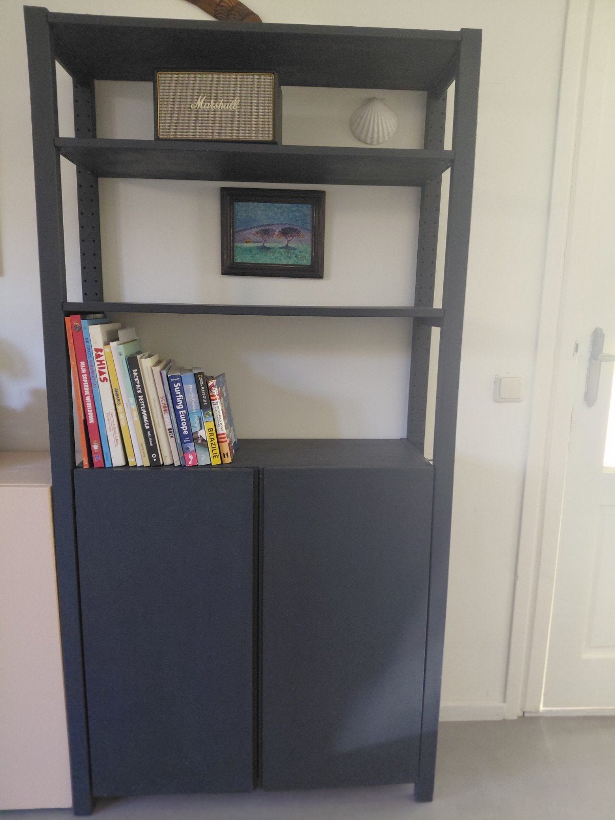 Ikea Ivar antraciet kast boekenkast stellingkast met deuren, Ophalen, 50 tot 100 cm, Modern, 150 tot 200 cm